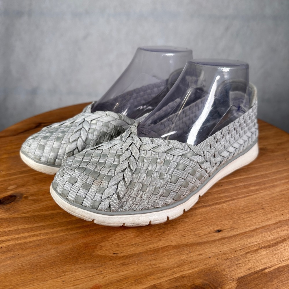 Skechers Woven Slip On Shoes Women 7 Grey Good Memory Foam 30950R Basketweave